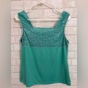 Christopher & Banks mint green Lace Tank Top Square Neck Size M #3021